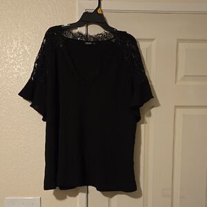 Beautiful Black Lace Trim Top